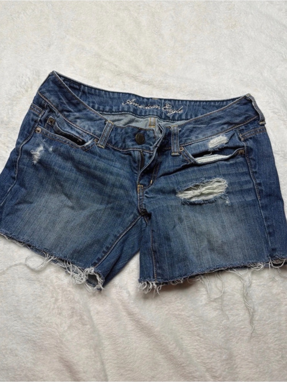 American Eagle Outfitters Distressed Denim Shorts - Blue